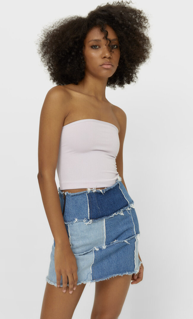 Stradivarius Elastisches Bandeau-Top Malvenfarben M