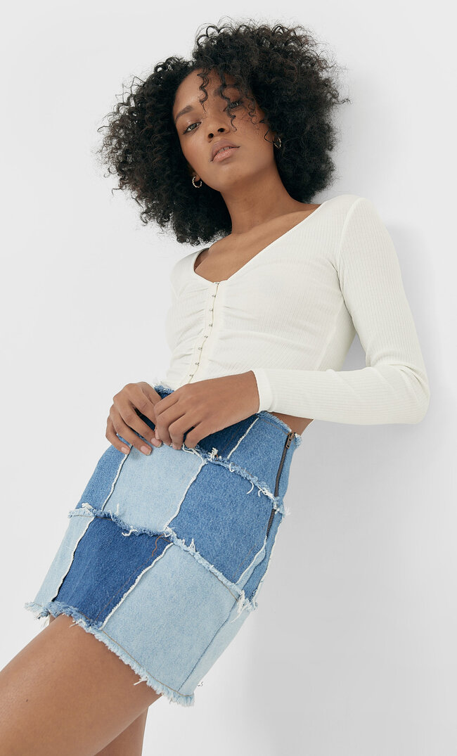 Stradivarius Cardigan Mit Raffungen Und Häkchen Ecru M