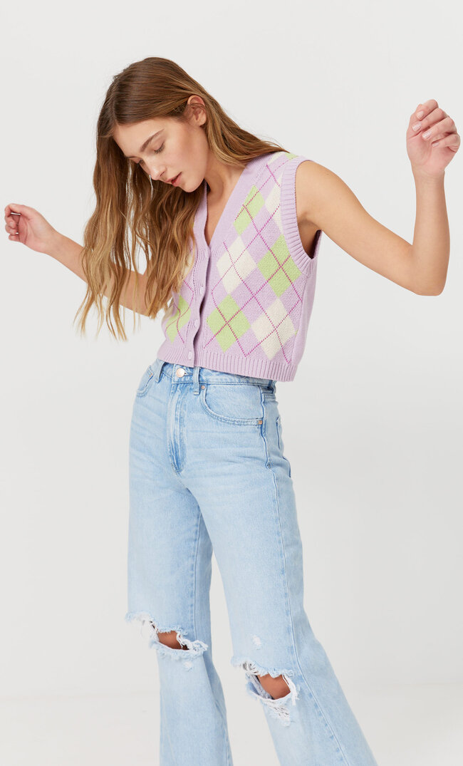 Stradivarius Укороченный Жилет С Застежкой На Пуговицы Multicolor Xs