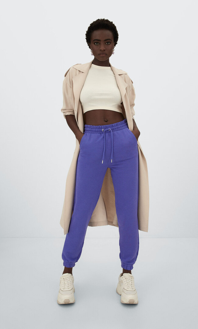 Stradivarius Jogginghose Aus Plüschgewebe Purpurrot S