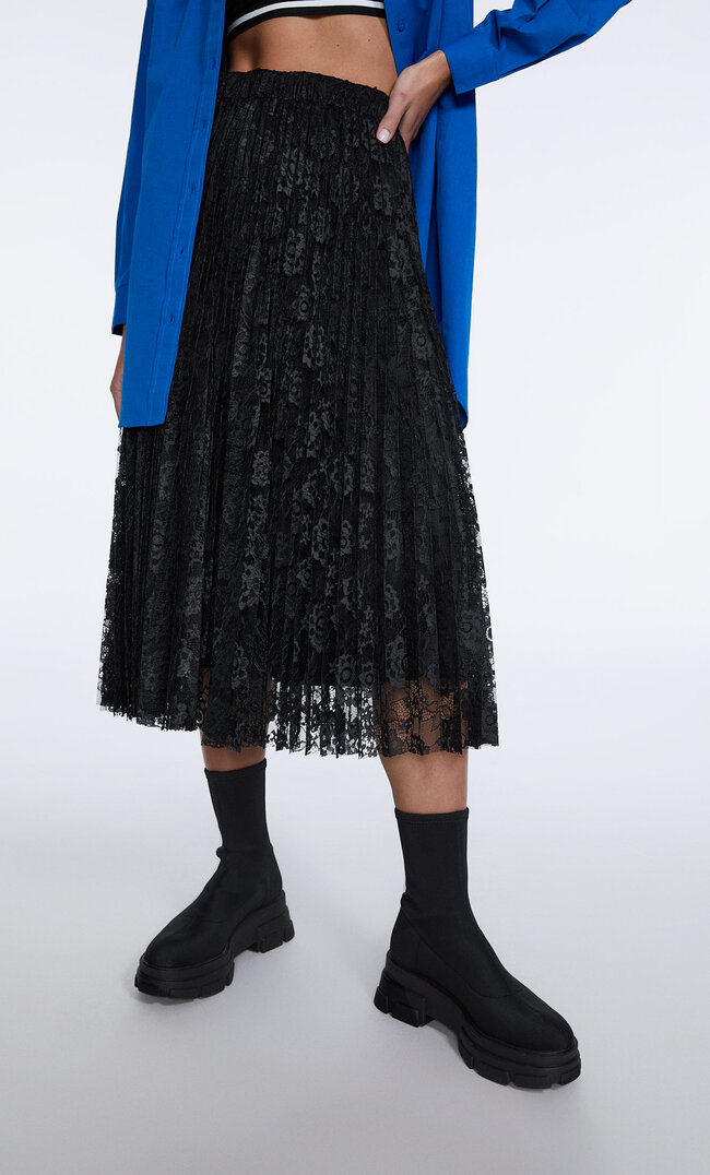 Stradivarius Midirock Mit Lace-Up Schwarz Xl