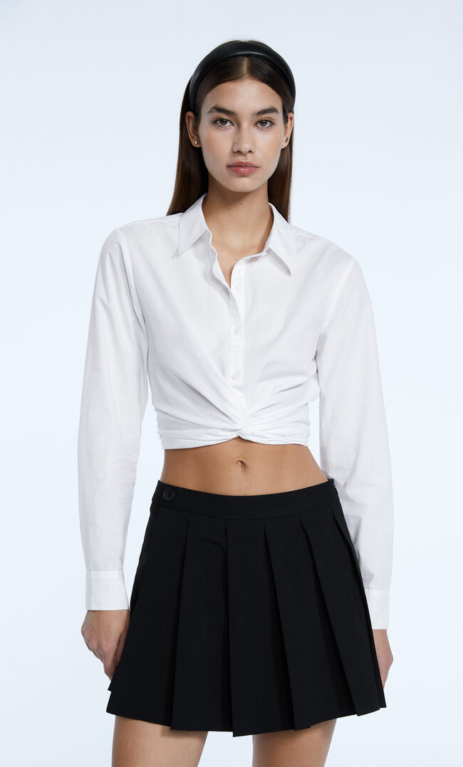Stradivarius Skort Mit Kellerfalten Schwarz L