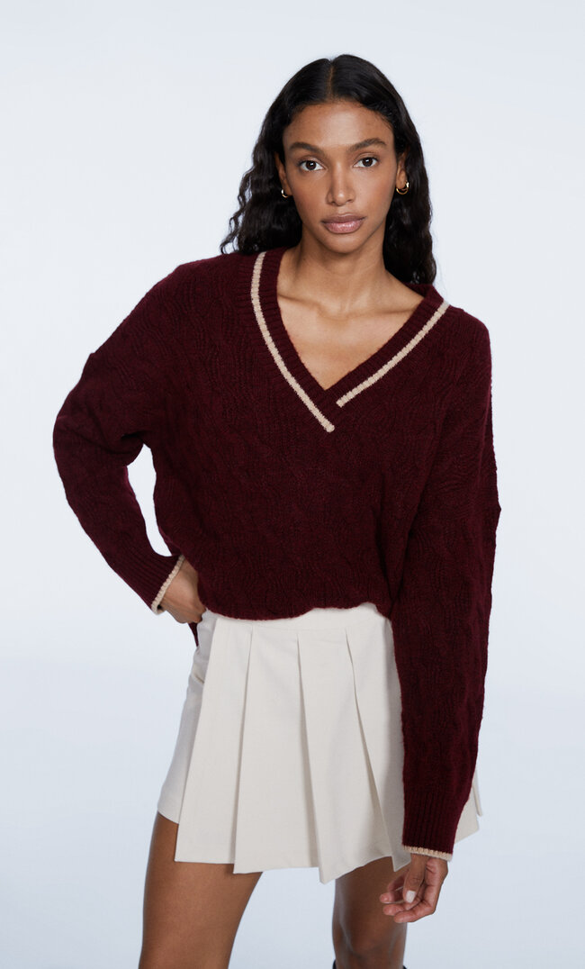 Stradivarius Skort Mit Kellerfalten Ecru M