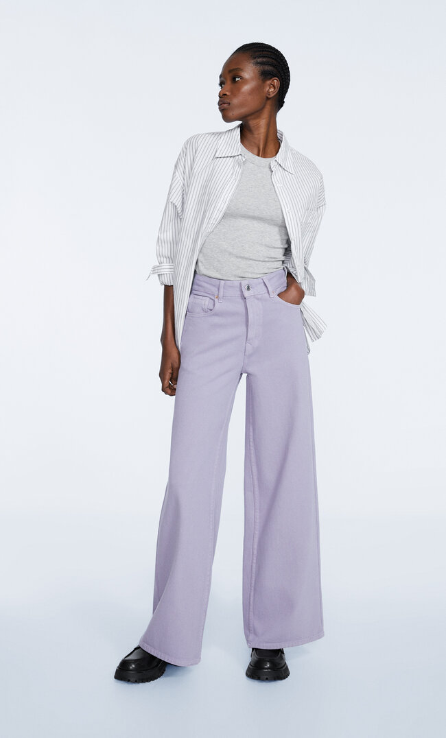 Stradivarius Wide-Leg Relaxed Trousers Lilac 12