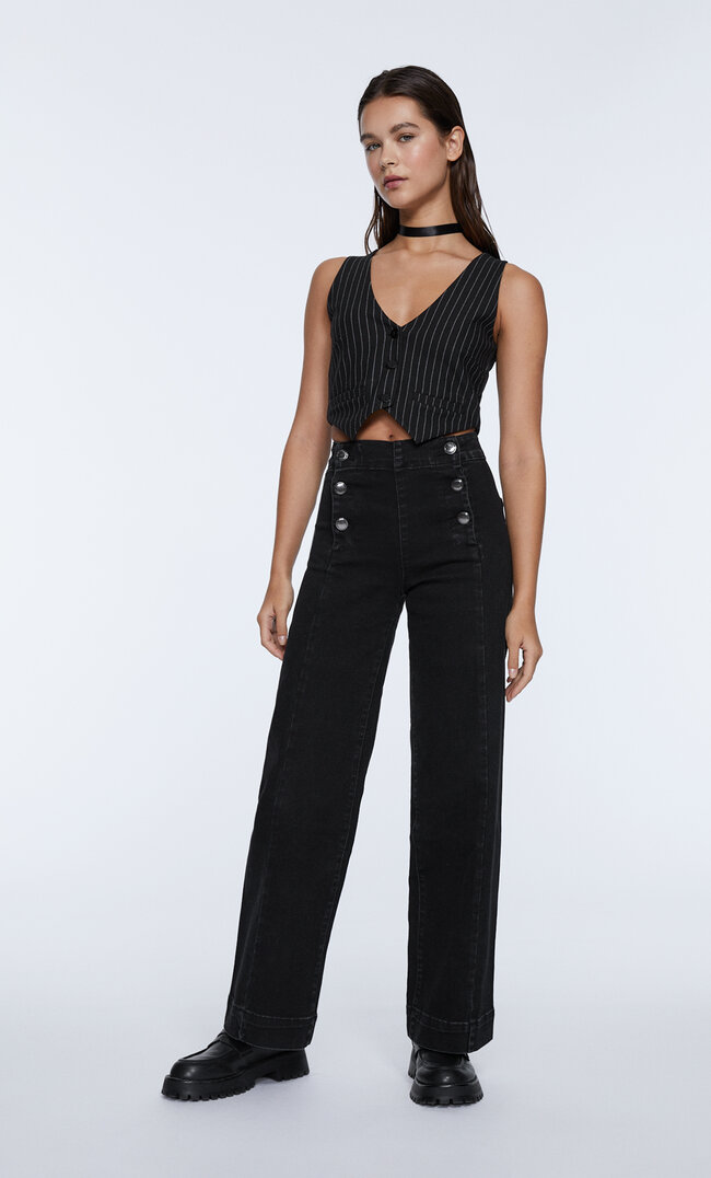 Stradivarius Jeansy Full Length Ze Szwami Przez Środek Nogawek Czarny Denimowy Sprany 42
Stradivarius Jeansy Full Length Ze Szwami Przez Środek Nogawek Czarny Denimowy Sprany 42
