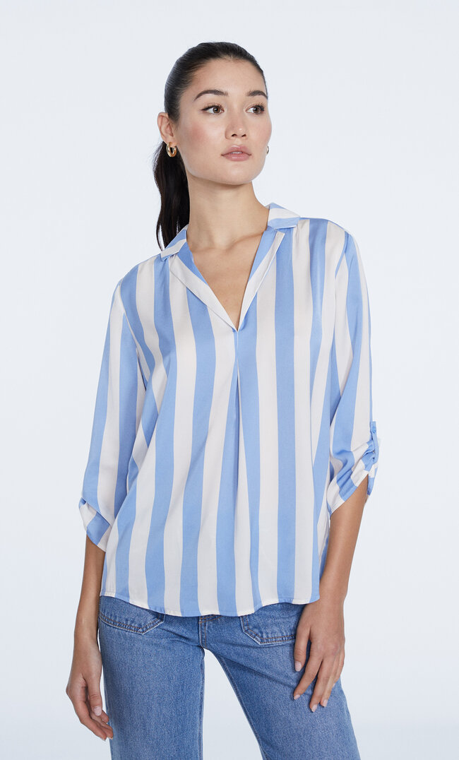 Stradivarius Satinbluse Mit Reverskragen Himmelblau Xl