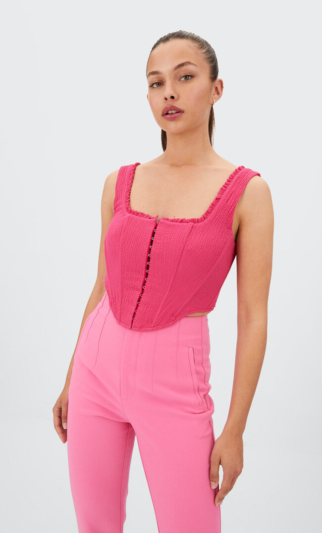 Stradivarius Corsagen-Top Fuchsia Xs