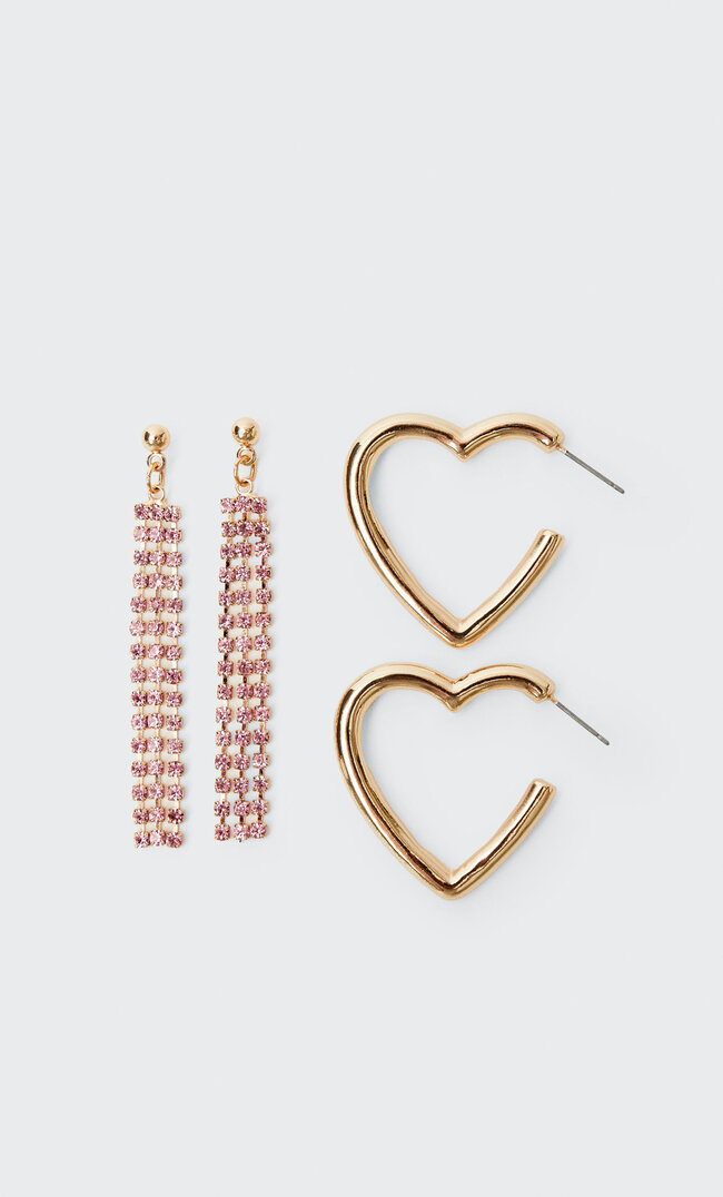 Stradivarius Lot 2 Paires De Boucles D’oreilles Pendantes Strass Et Cœur Jaune M
Stradivarius Lot 2 Paires De Boucles D’oreilles Pendantes Strass Et Cœur Jaune M