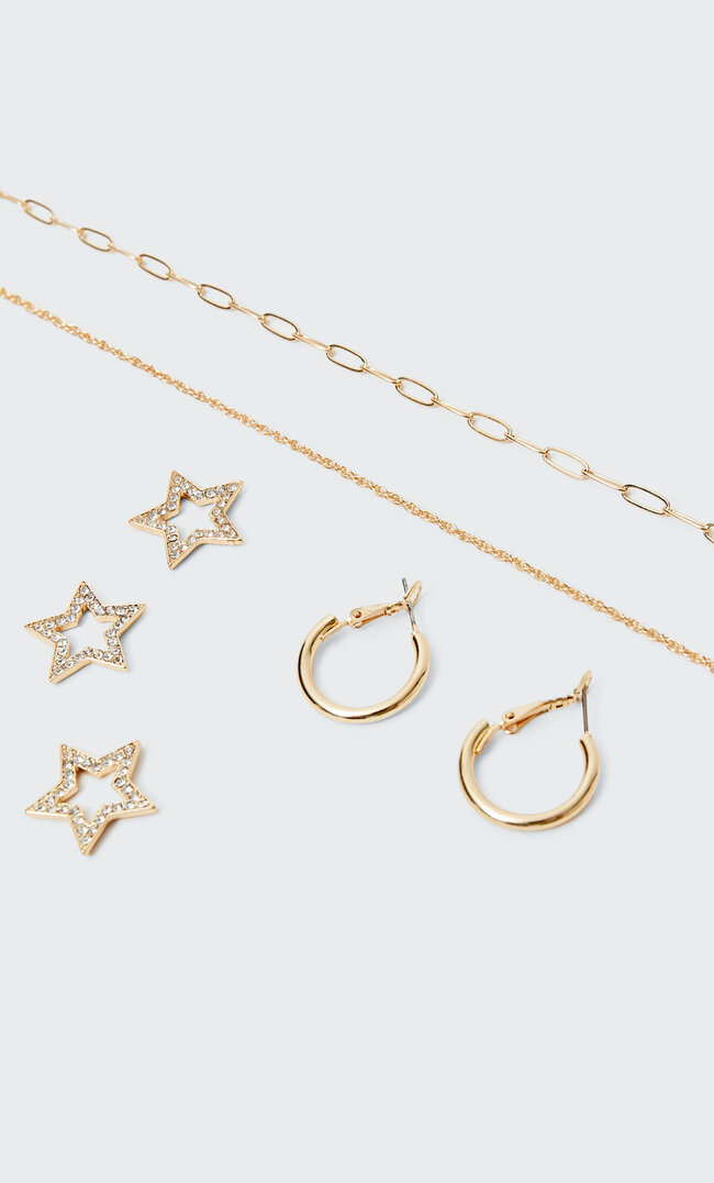 Stradivarius Lot Boucles D’oreilles Et Colliers Étoiles Verre Non Recyclable Jaune M
Stradivarius Lot Boucles D’oreilles Et Colliers Étoiles Verre Non Recyclable Jaune M