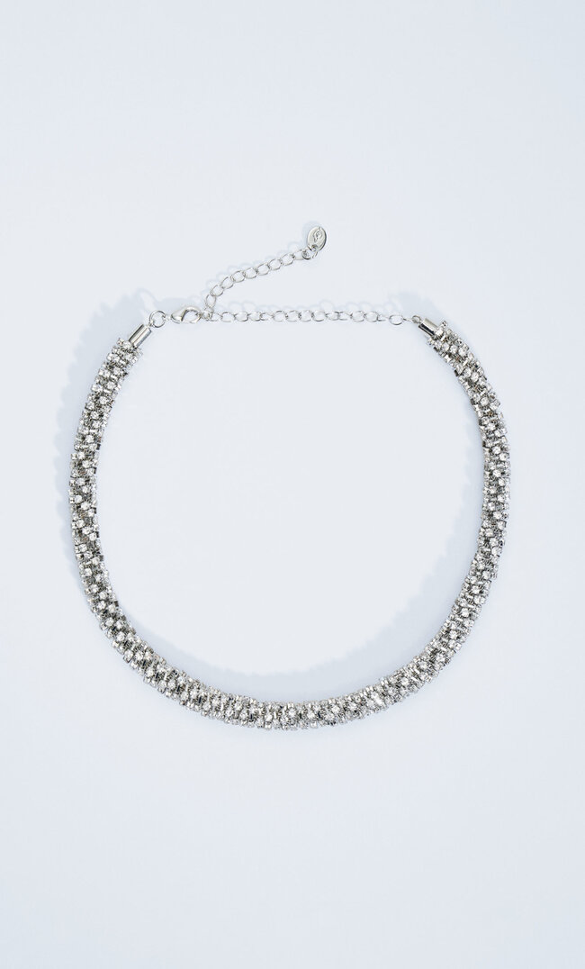 Stradivarius Schlauch-Choker Mit Strass Grau M