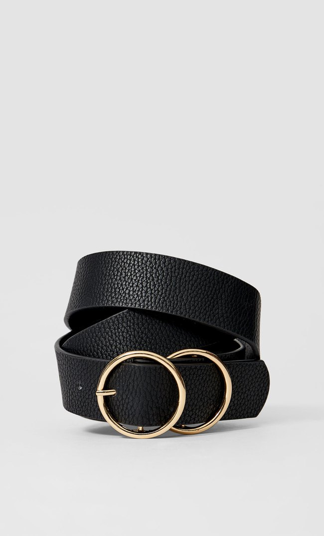 Stradivarius Criss-Cross Double-Buckle Belt Black 26