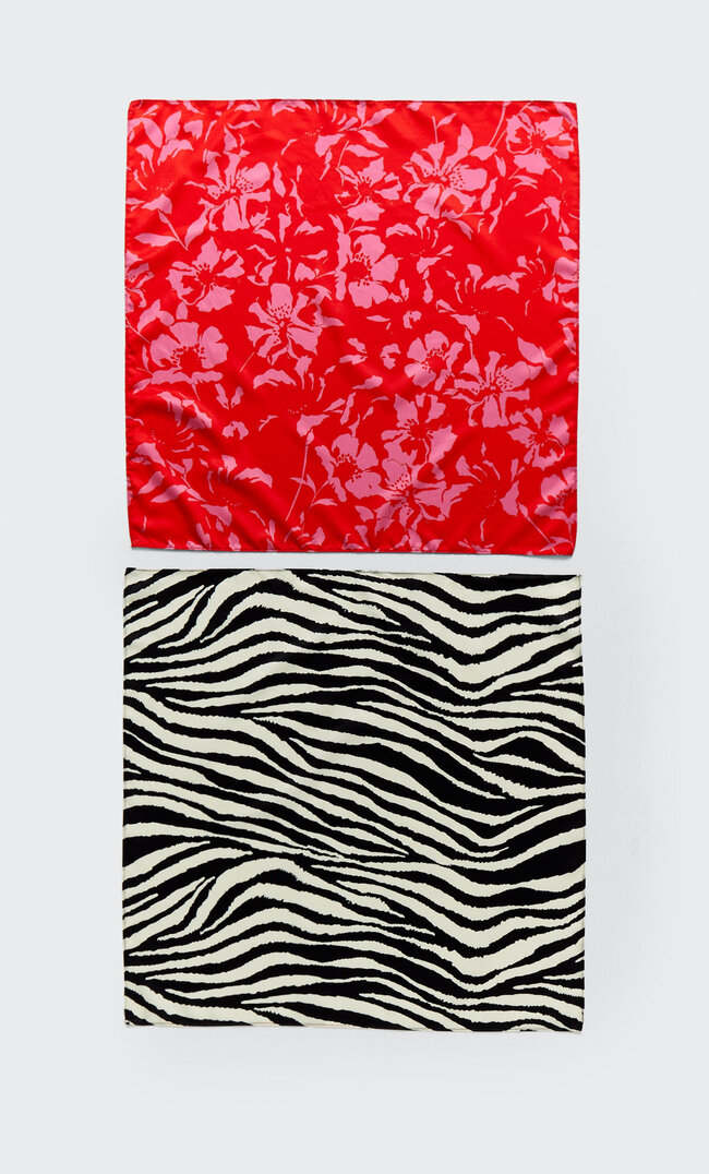 Stradivarius Doppelpack Bandanas Mit Zebra- Und Blumenmuster Rot 103