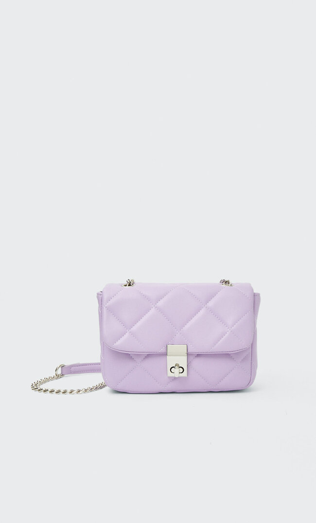 Stradivarius Gesteppte Umhängetasche Lila M