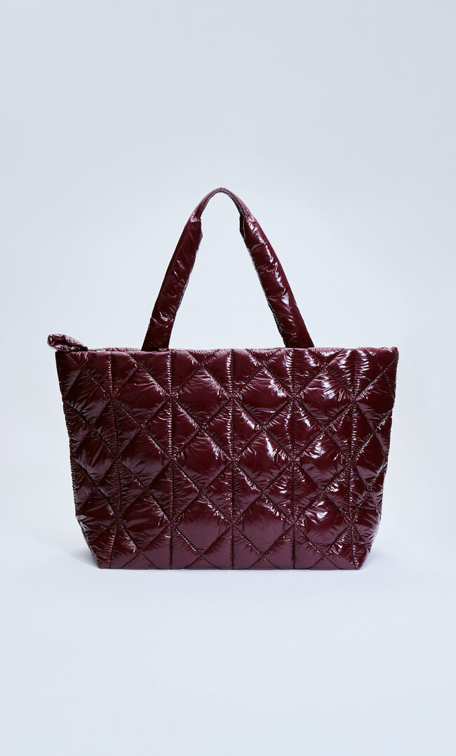 Stradivarius Pikowana Torebka Tote Wiśniowy M