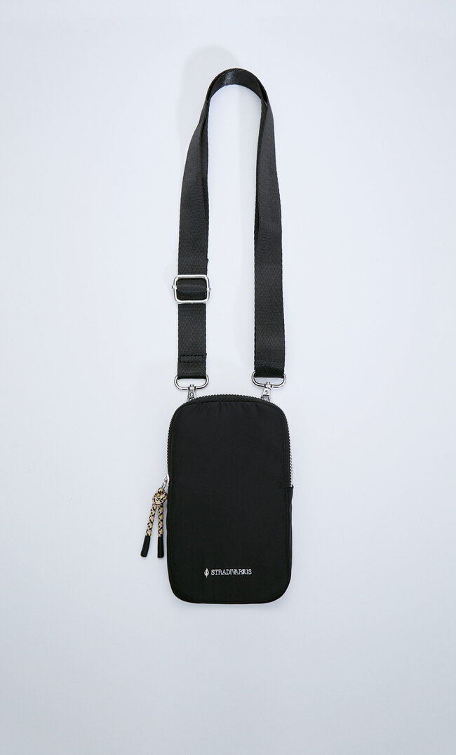 Stradivarius Fabric Mobile Phone Bag Black M