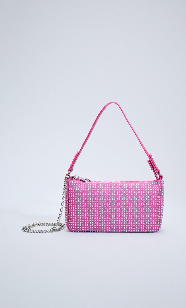 Stradivarius Mini-Tasche Mit Glitzer Fuchsia M