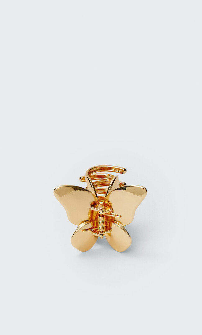 Stradivarius Haarklammer Mit Goldfarbenem Schmetterling Gelb M
