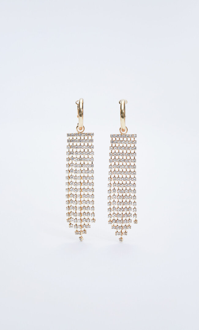 Stradivarius Hänge-Creolen Mit Strass Gelb M