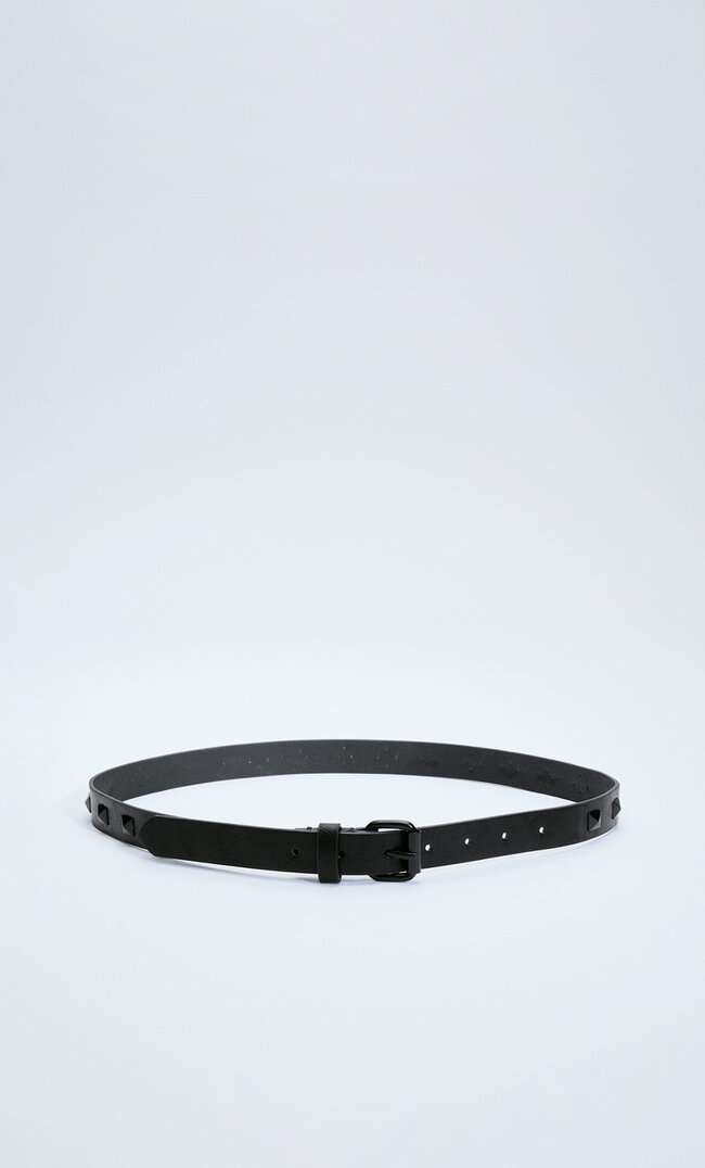Stradivarius Wide Belt With Studs And Eyelets Black 26