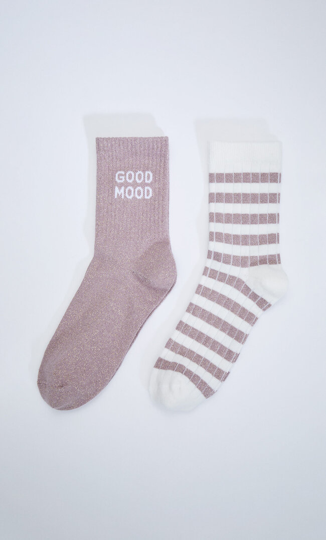 Stradivarius Doppelpack Socken Mit Glitzer, Slogan Und Streifen Steingrau 103
Stradivarius Doppelpack Socken Mit Glitzer, Slogan Und Streifen Steingrau 103