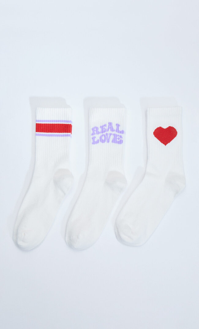 Stradivarius 3-Pack Of Love Socks Ecru 103