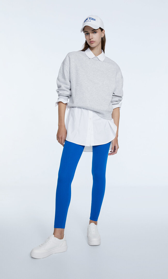 Stradivarius Nahtlose Leggins Elektrisch Blau L