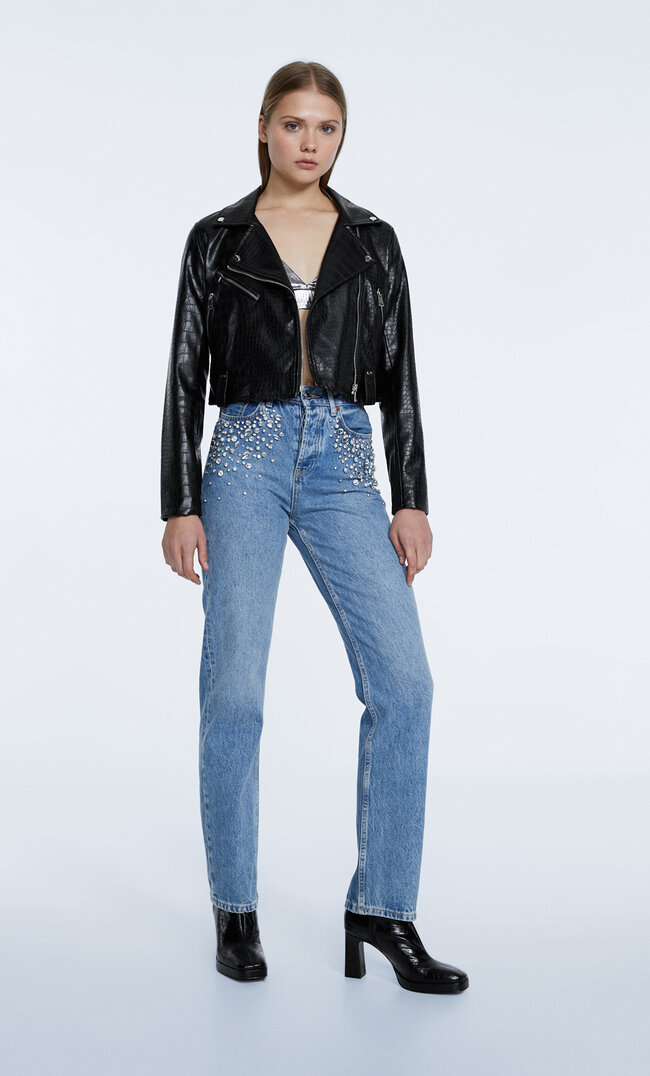 Stradivarius Jeansy O Prostym Kroju Ze Zdobieniami Denimowy Średni Light Blue 36
Stradivarius Jeansy O Prostym Kroju Ze Zdobieniami Denimowy Średni Light Blue 36
