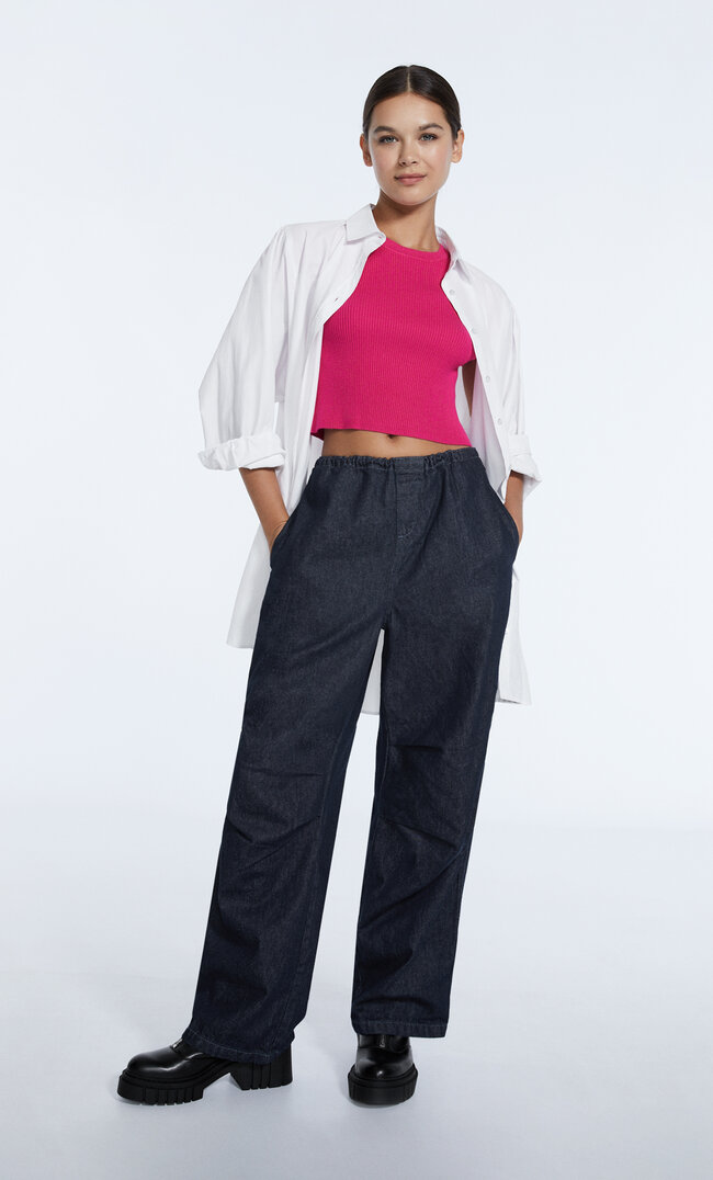 Stradivarius Pullover Mit Kurzen Ärmeln Fuchsia Xs