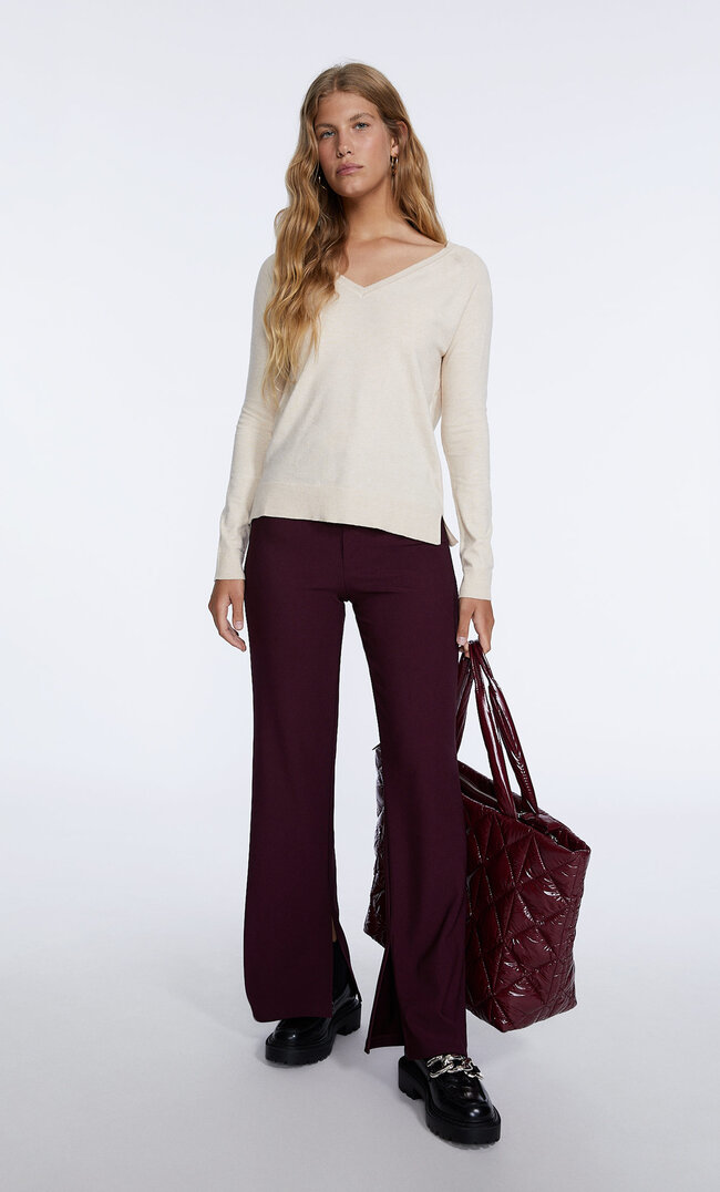 Stradivarius Basic-Strickpullover Steingrau Xs