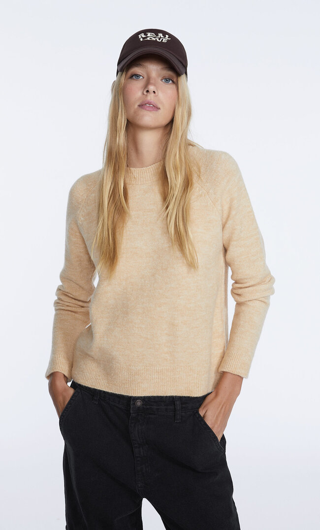 Stradivarius Gefilzter Basic-Pullover Steingrau Xl