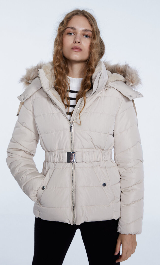 Stradivarius Steppjacke Mit Abnehmbarer Kapuze Vanille Xs