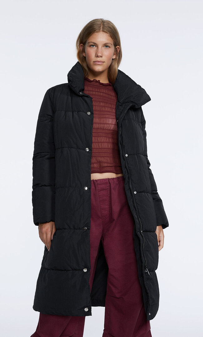 Stradivarius Steppmantel Schwarz Xl