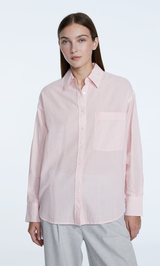 Stradivarius Daily-Popelinhemd Dunkelfuchsia S