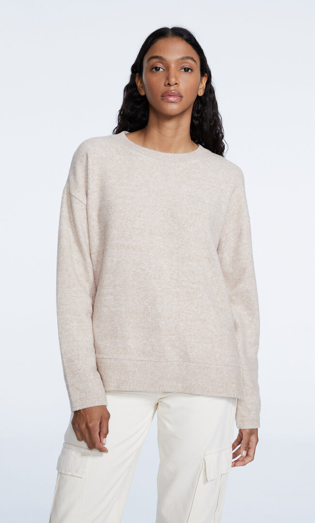 Stradivarius Bluza Z Miękkiej W Dotyku Tkaniny Beżowy M