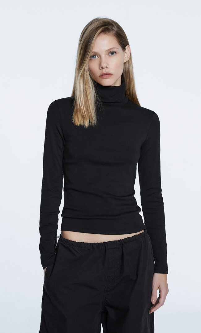 Stradivarius Bluzka Z Golfem Czarny Xl