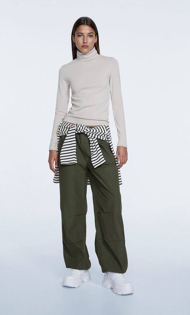 Stradivarius Shirt Mit Rollkragen Steingrau Xs