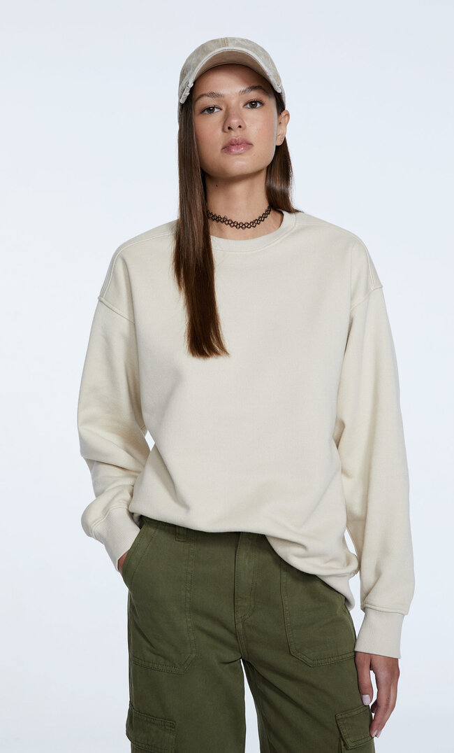 Stradivarius Bluza Basic Oversize Szary S