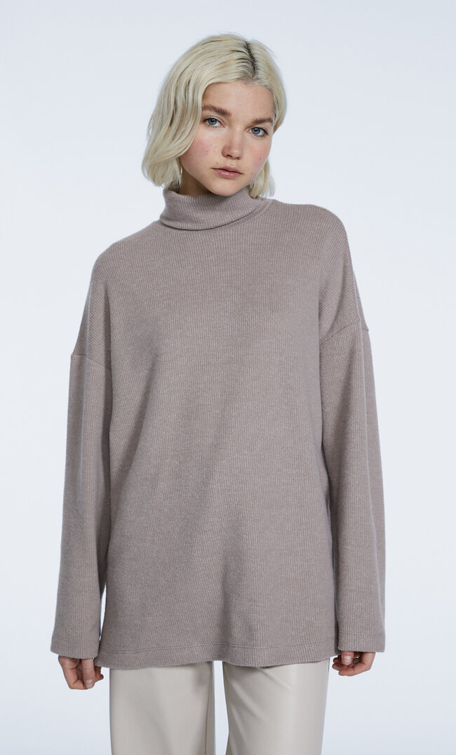 Stradivarius Aufgerautes Oversize-Shirt Braun M