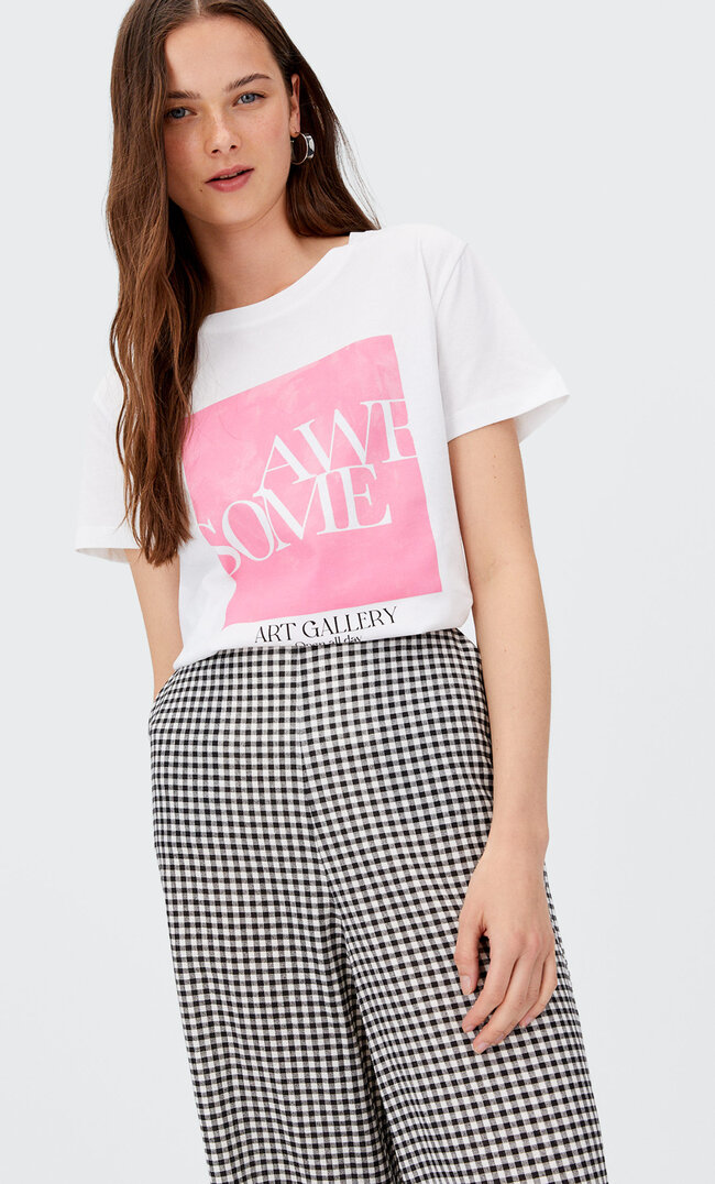 Stradivarius Shirt Mit Grafik Kaugummirosa Xl