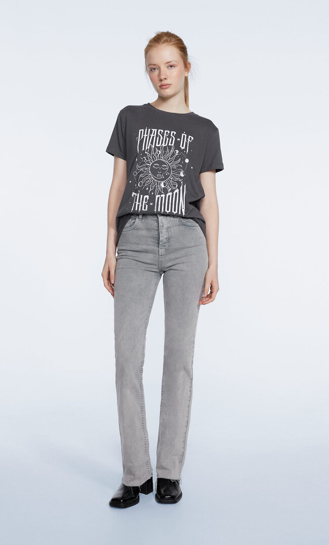 Stradivarius Shirt Mit Grafik Graumeliert Xl