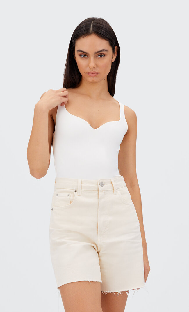 Stradivarius Body Mit Herzausschnitt Ecru L