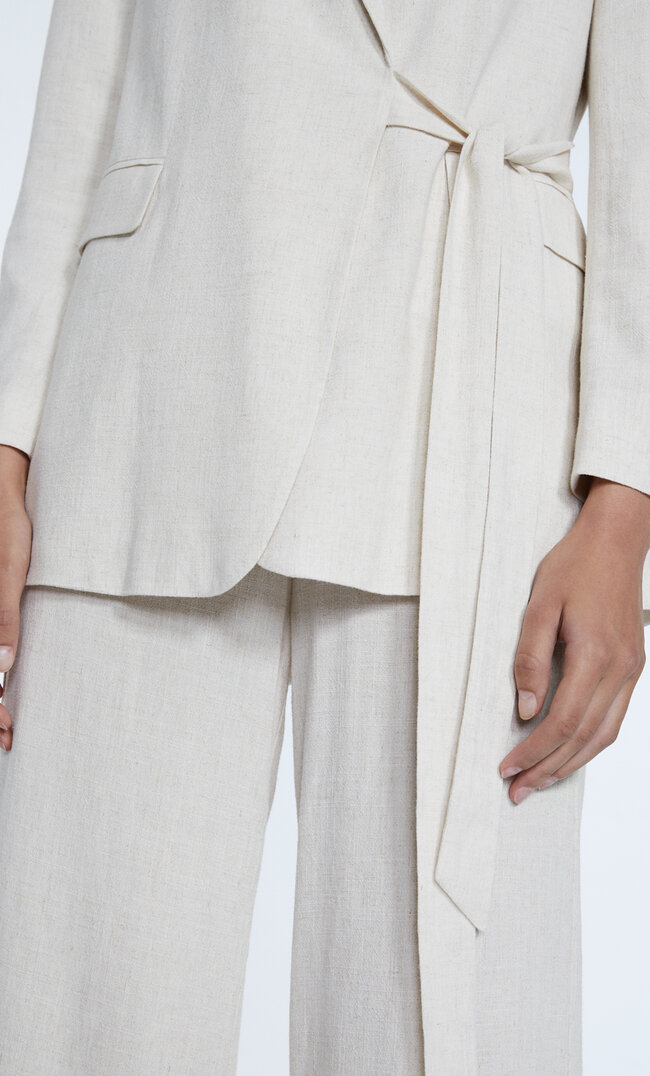 Stradivarius Rustikaler Blazer Mit Knoten Steingrau S