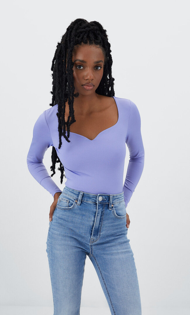 Stradivarius Body Mit Herzausschnitt Himmelblau L