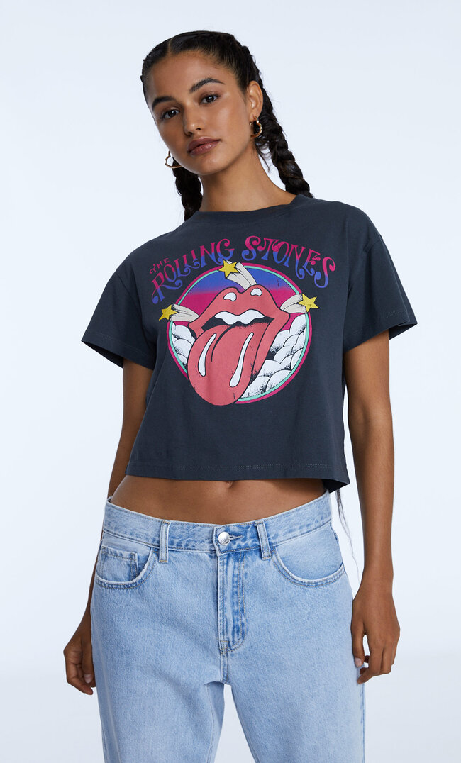 Stradivarius Koszulka The Rolling Stones Ciemnoszary S