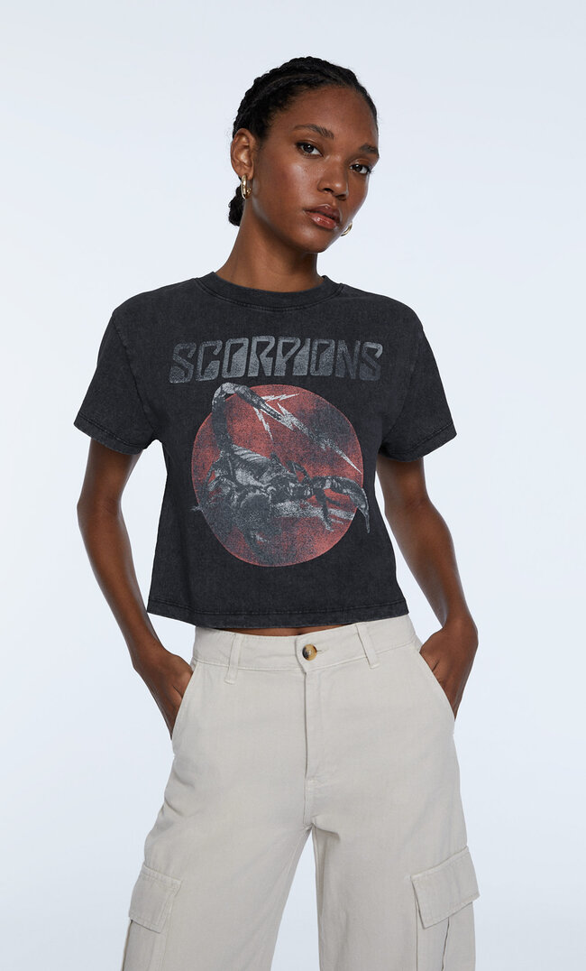Stradivarius Scorpions T-Shirt Black M