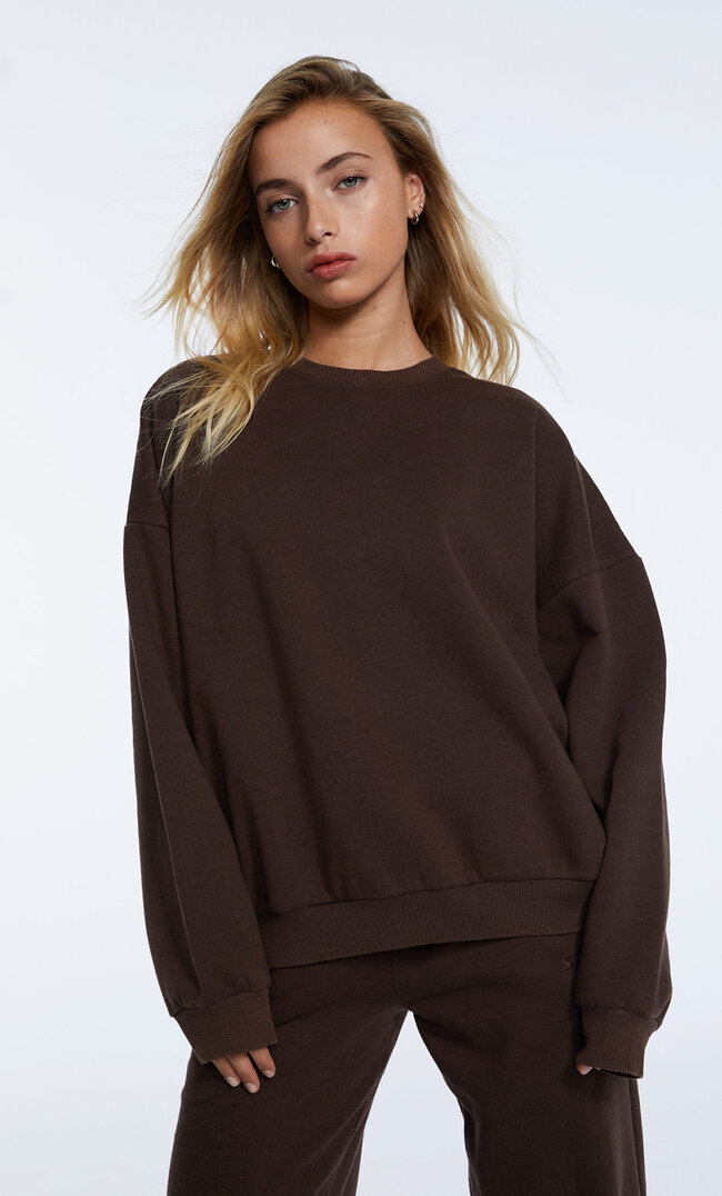 Stradivarius Bluza Oversize Z Efektem Sprania Brązowy S