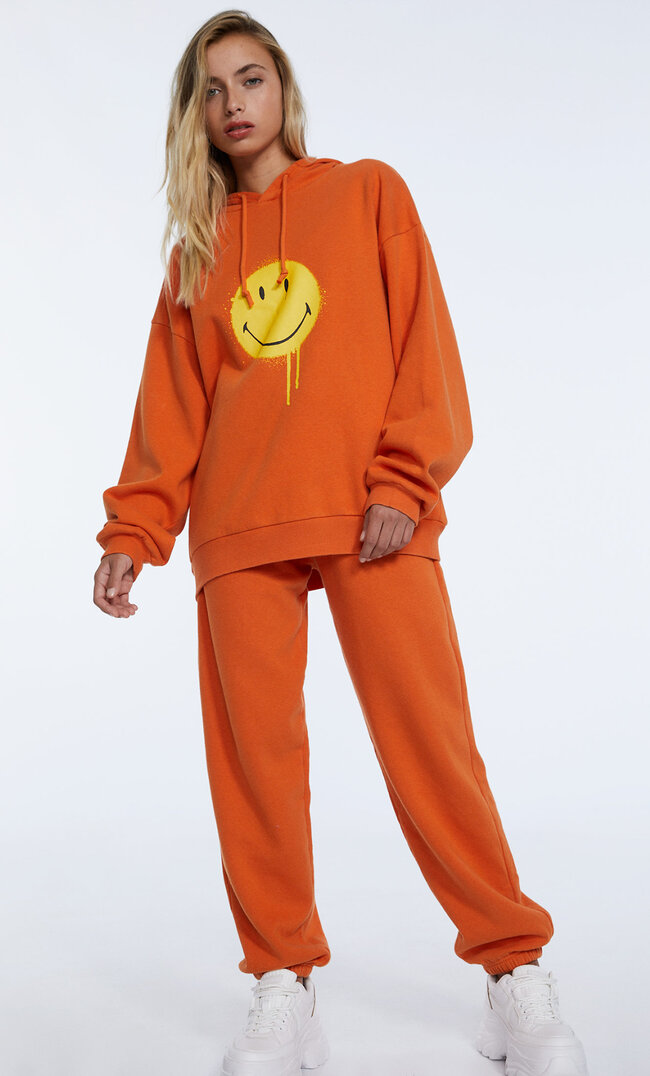Stradivarius Bluza Oversize Smiley® Pomarańczowy S