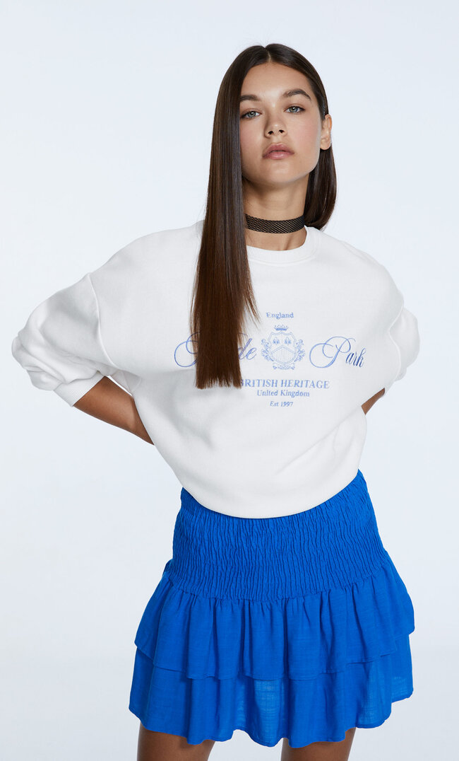 Stradivarius Gummirock Mit Volants Elektrisch Blau Xxs