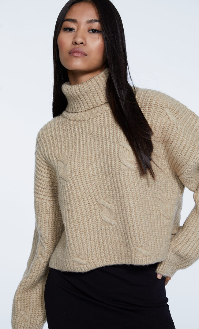 Stradivarius Gefilzter Pullover Mit Zopfmuster Steingrau Xs