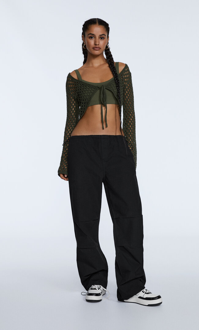 Stradivarius Bolero Mit Lockerem Strickmuster Khaki S